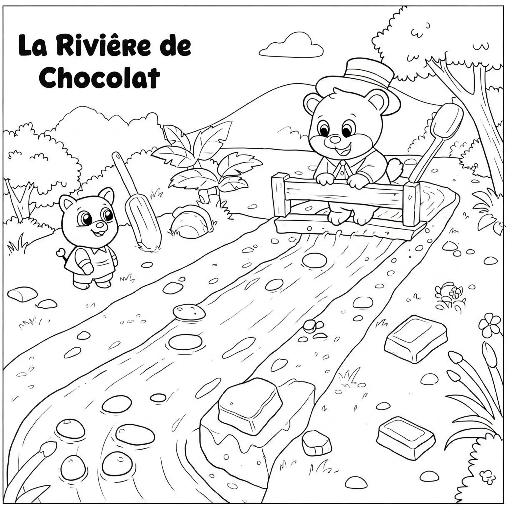 coloriage La Rivière de Chocolat à imprimer pour enfant de 10 ans