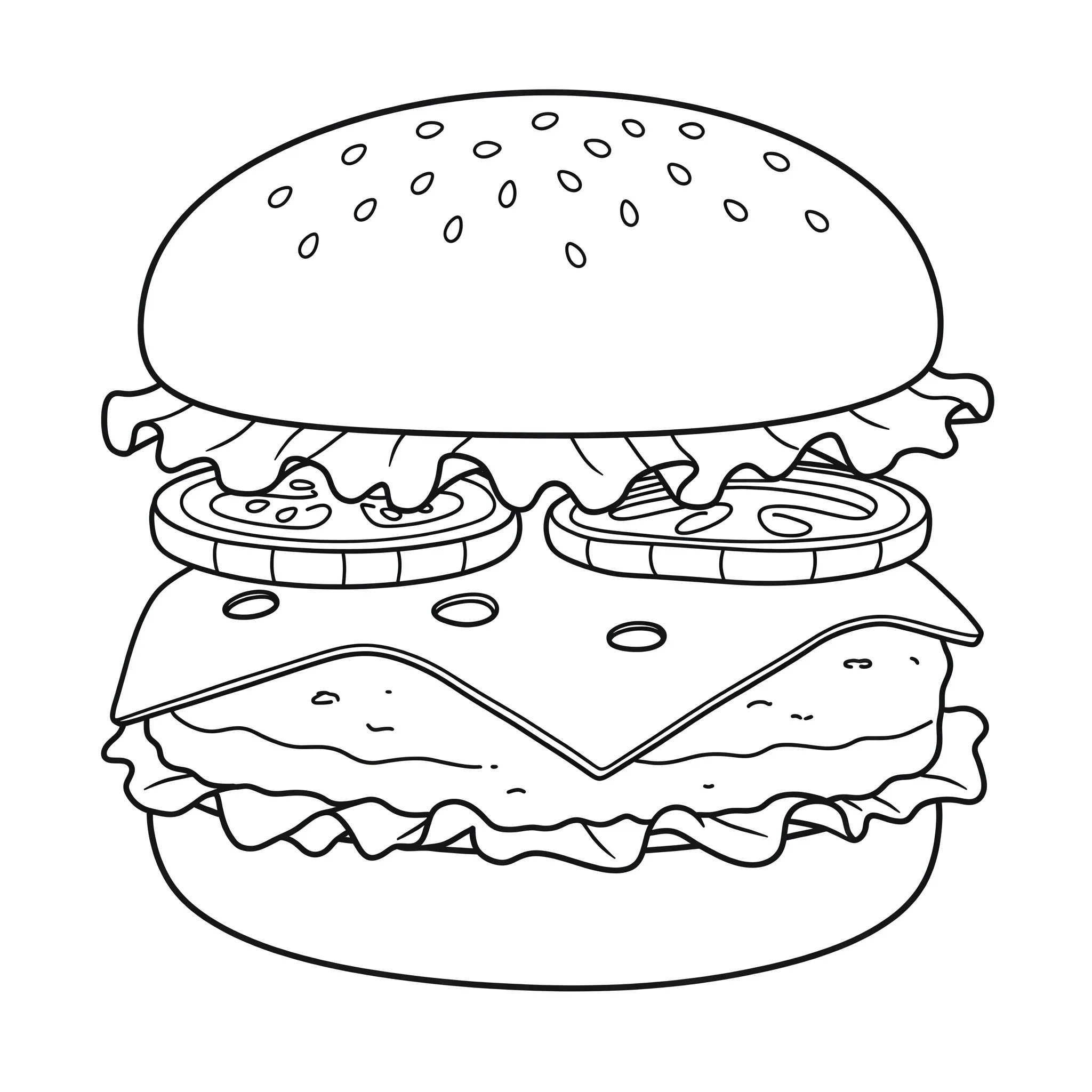 coloriage Les ingrédients du hamburger pour enfants
