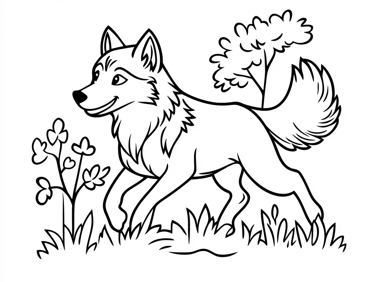 coloriage Loup à imprimer pour enfant de 3 ans