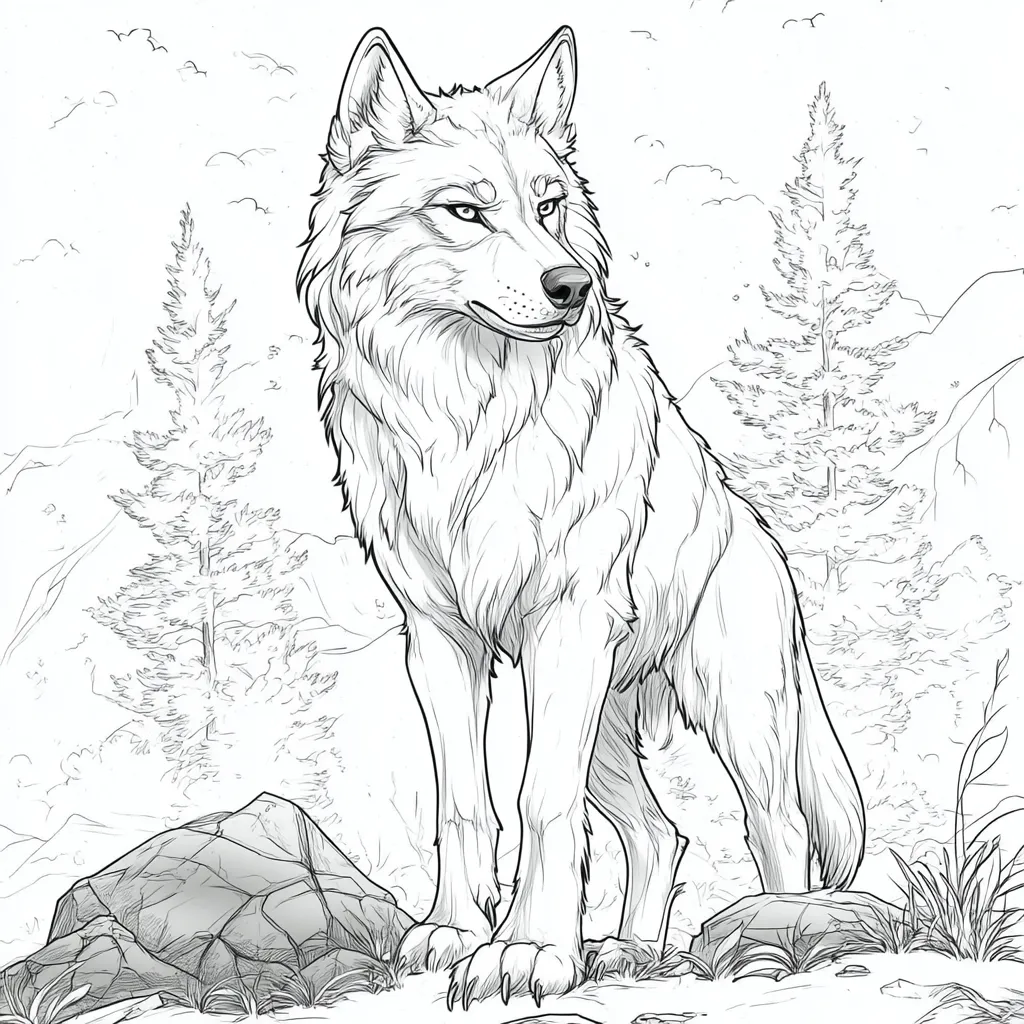 coloriage Loup à imprimer pour enfant de 2 ans