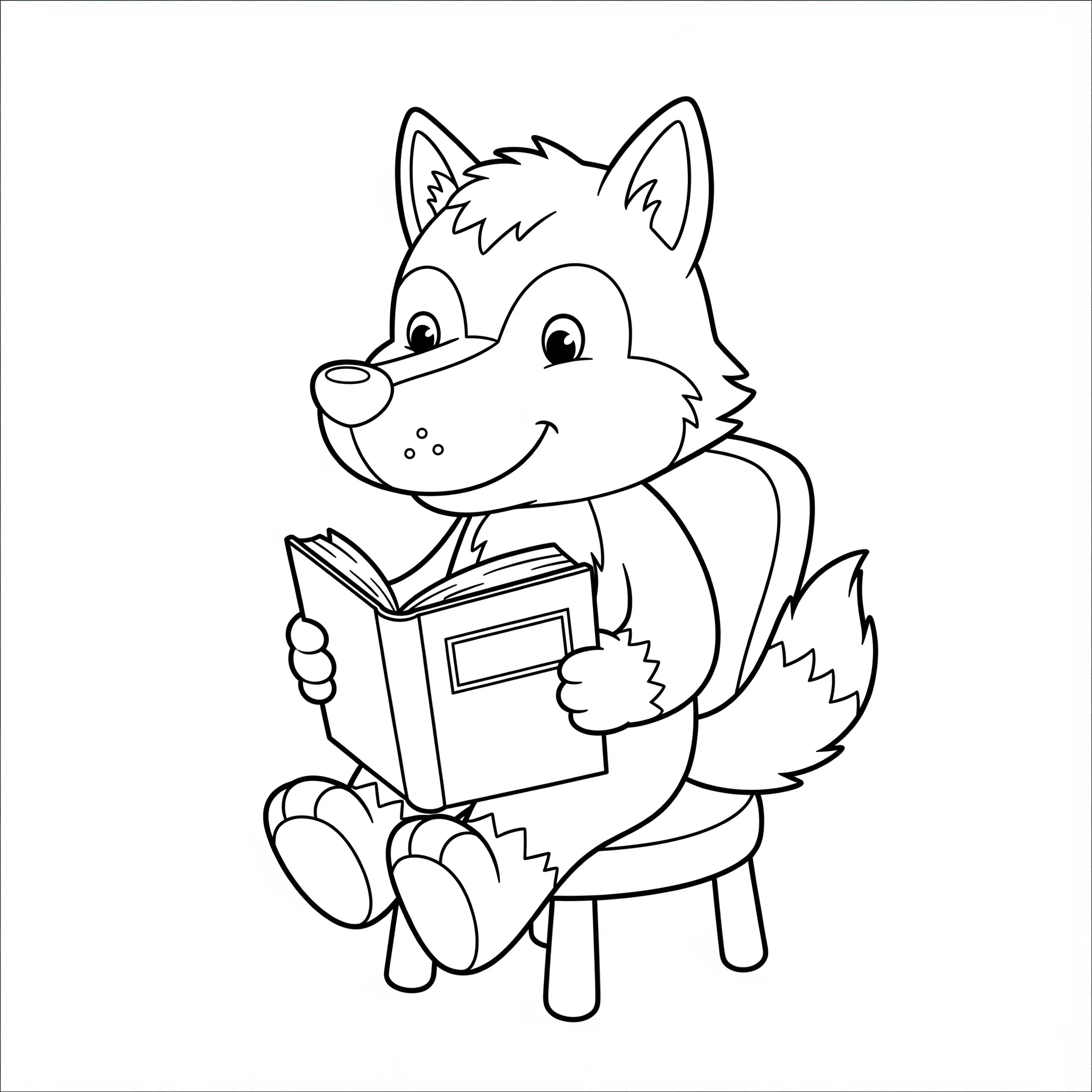 coloriage Loup lisant un livre à imprimer pdf gratuit