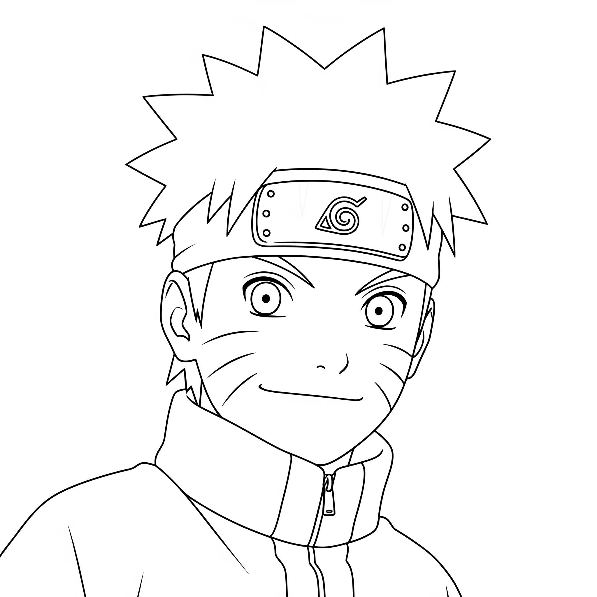 a imprimer coloriage Naruto Uzumaki souriant avec son bandeau frontal gratuit
