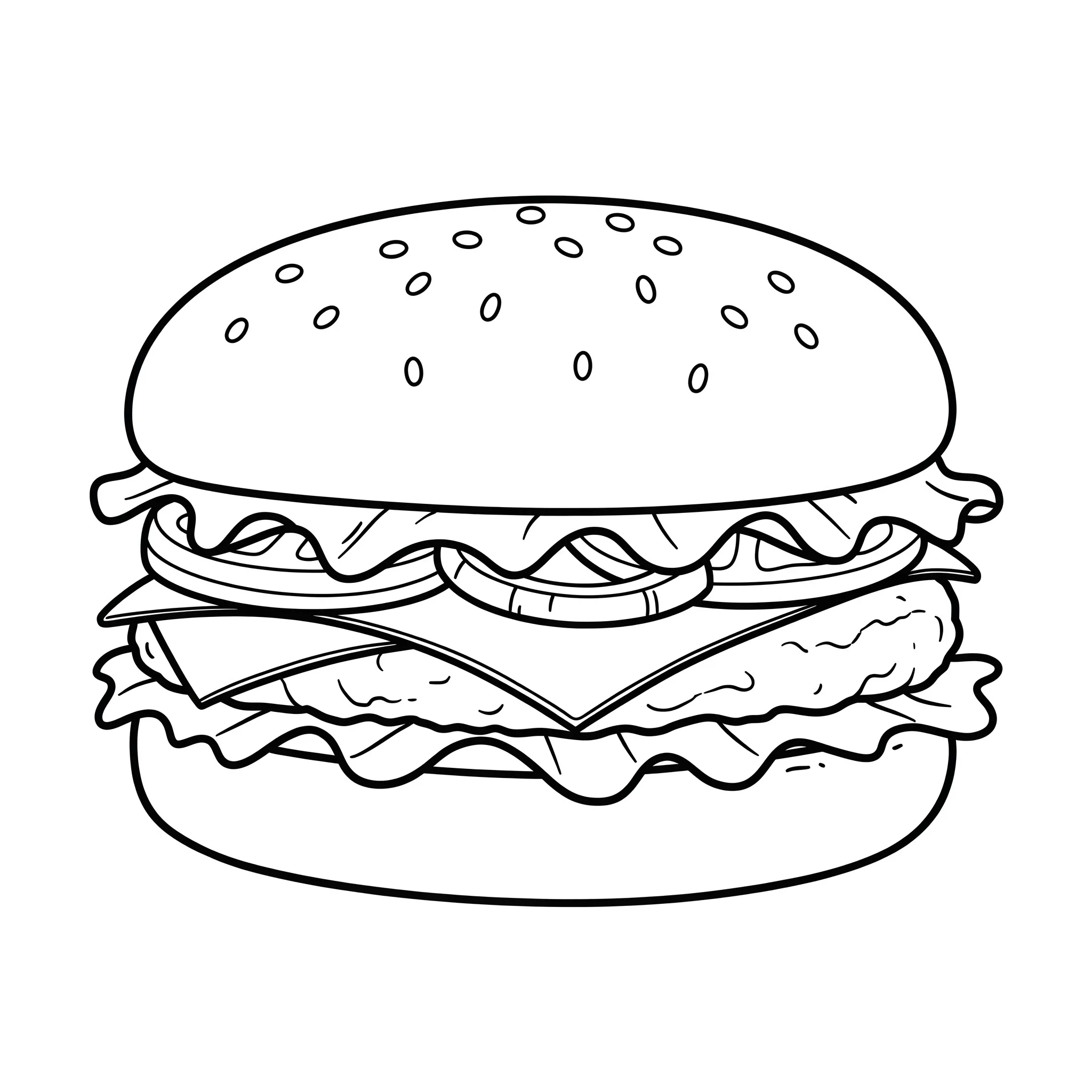 coloriage Un hamburger classique pour enfant gratuit