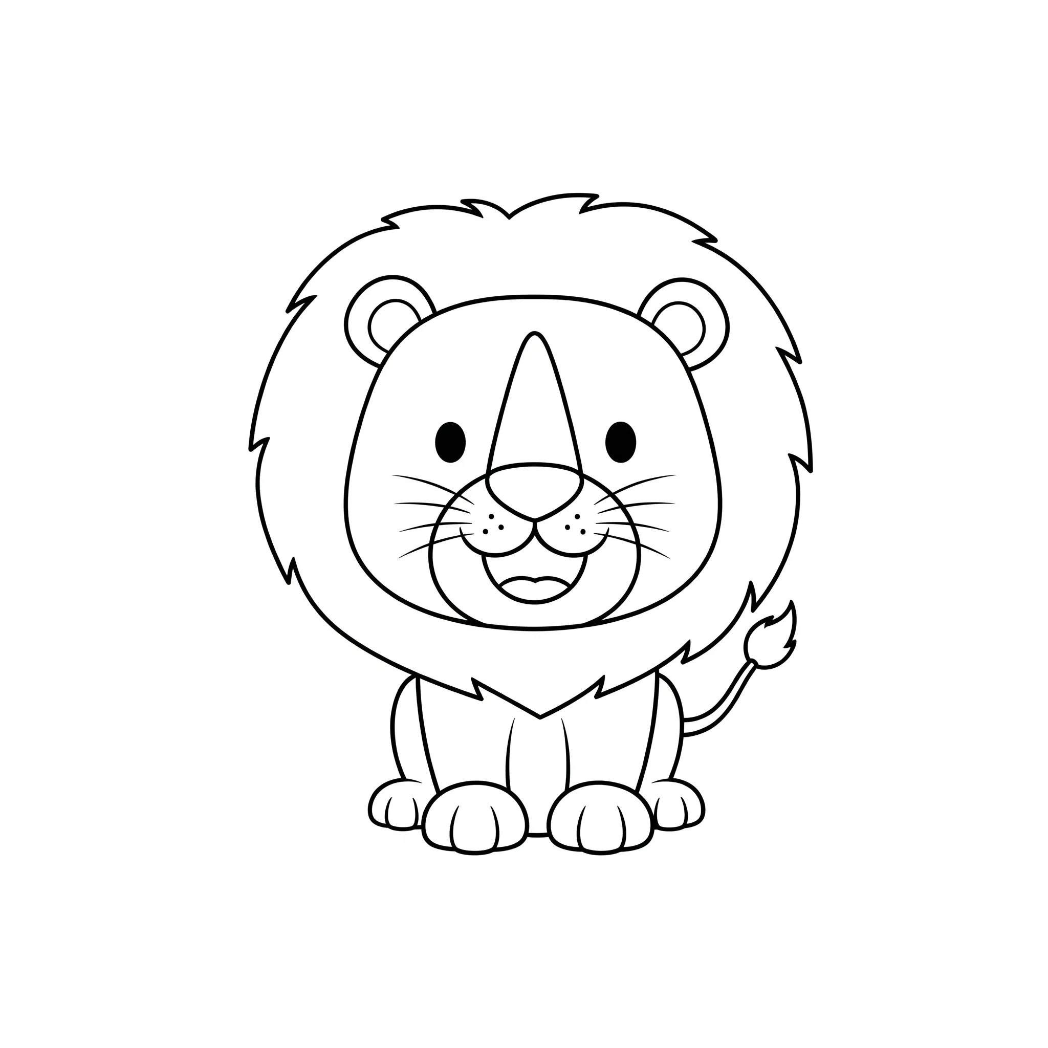 coloriage Un lion souriant avec une crinière simple à imprimer gratuitement pdf