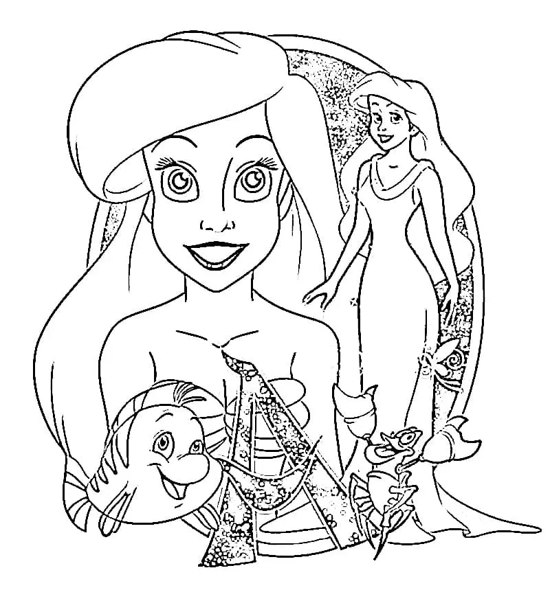 Coloriage ariel la petite sirène 8