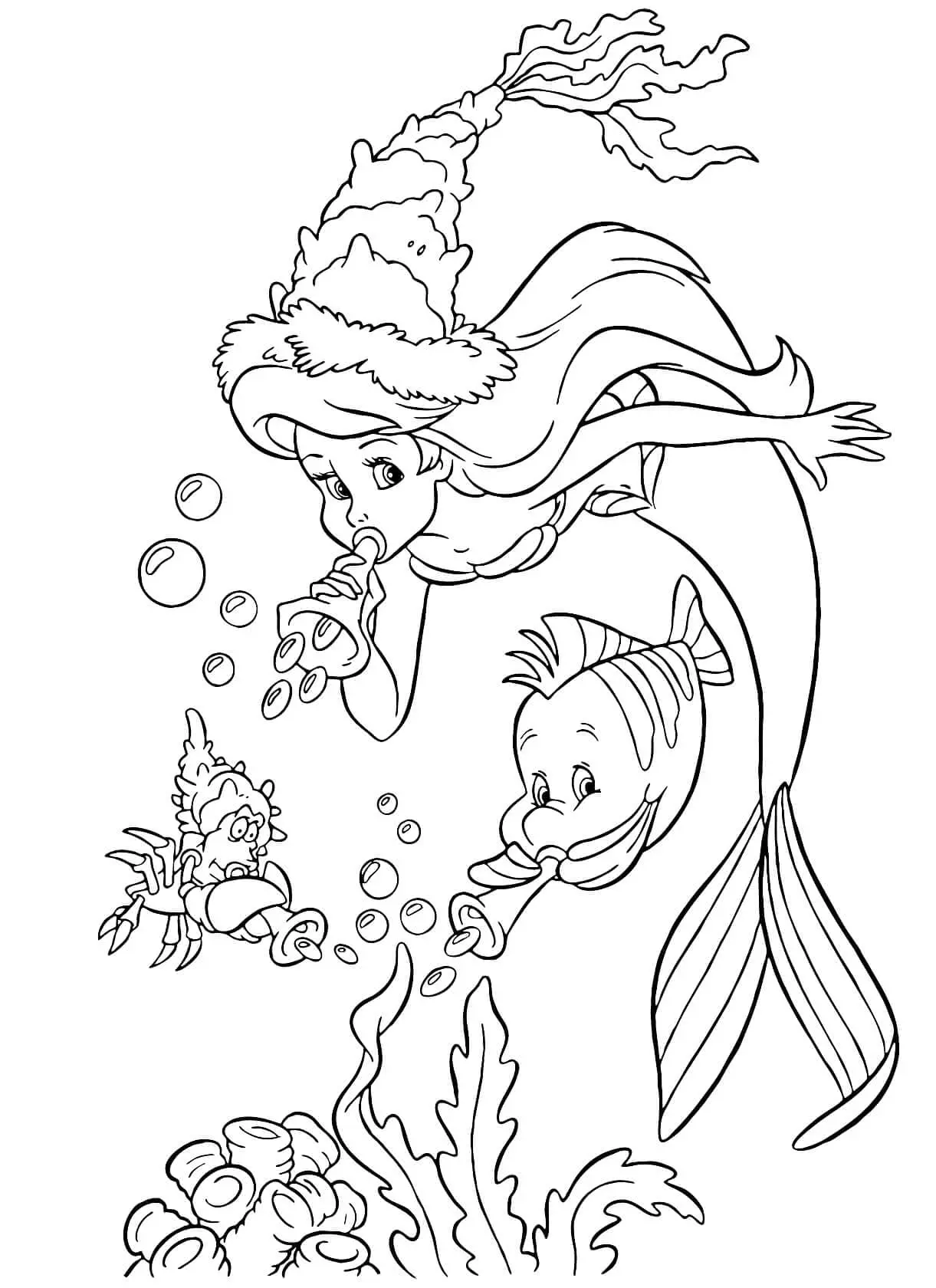 Coloriage ariel la petite sirène