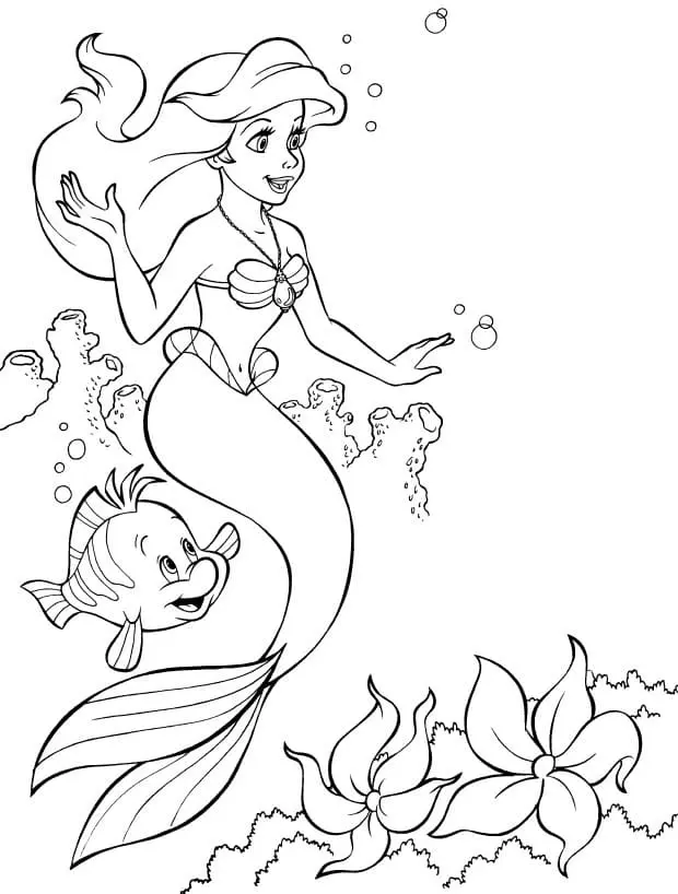 Coloriage ariel la petite sirène 16