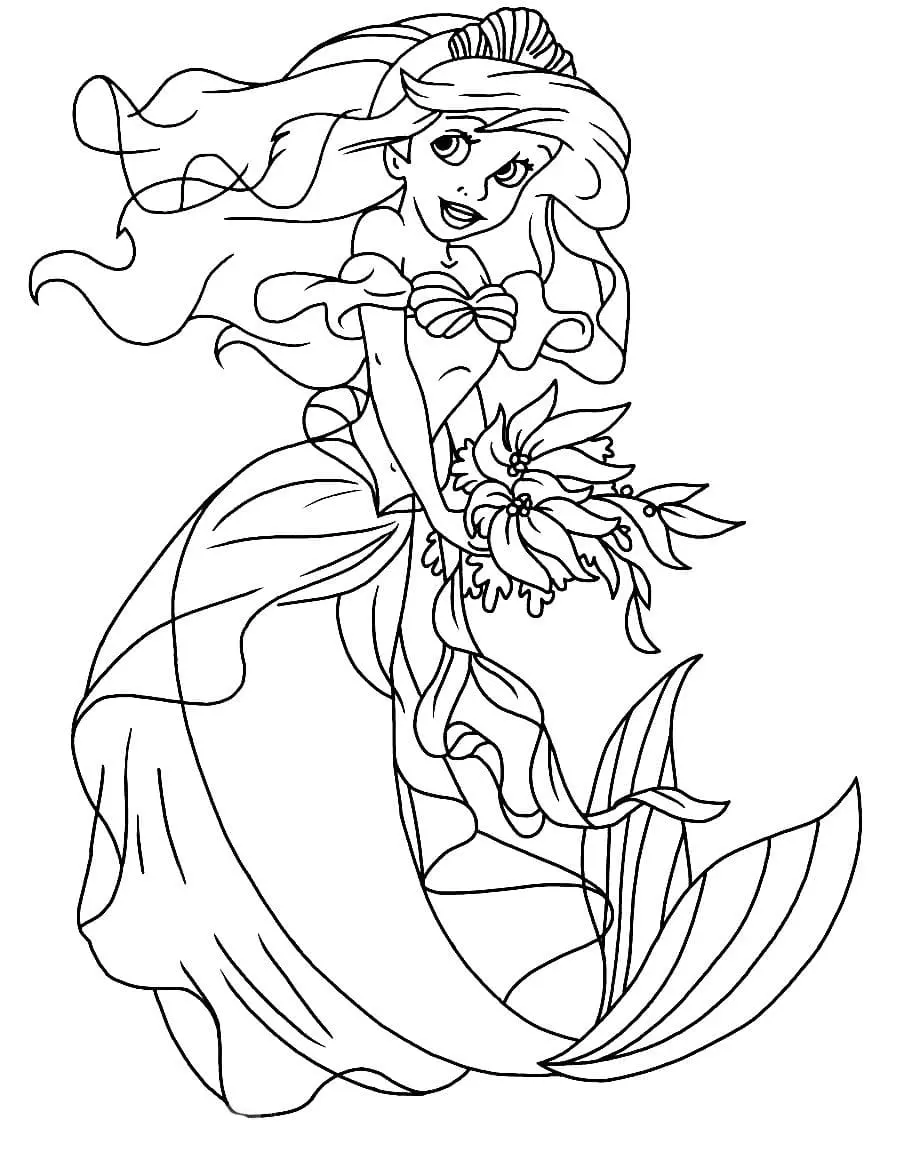 Coloriage ariel la petite sirène 15