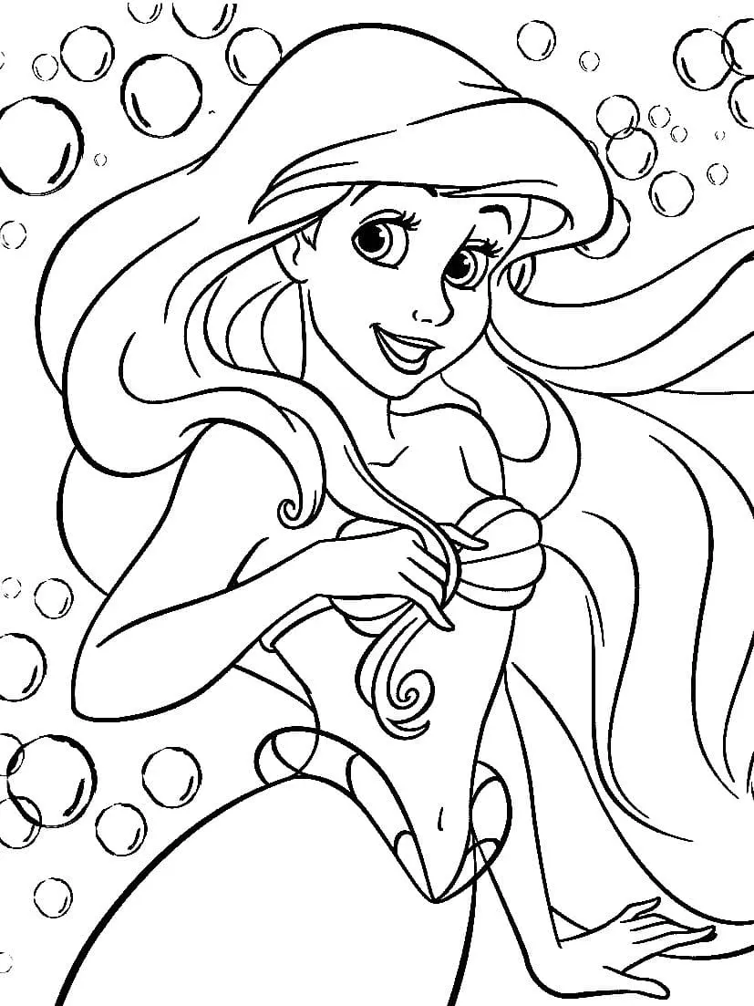 Coloriage ariel la petite sirène 48