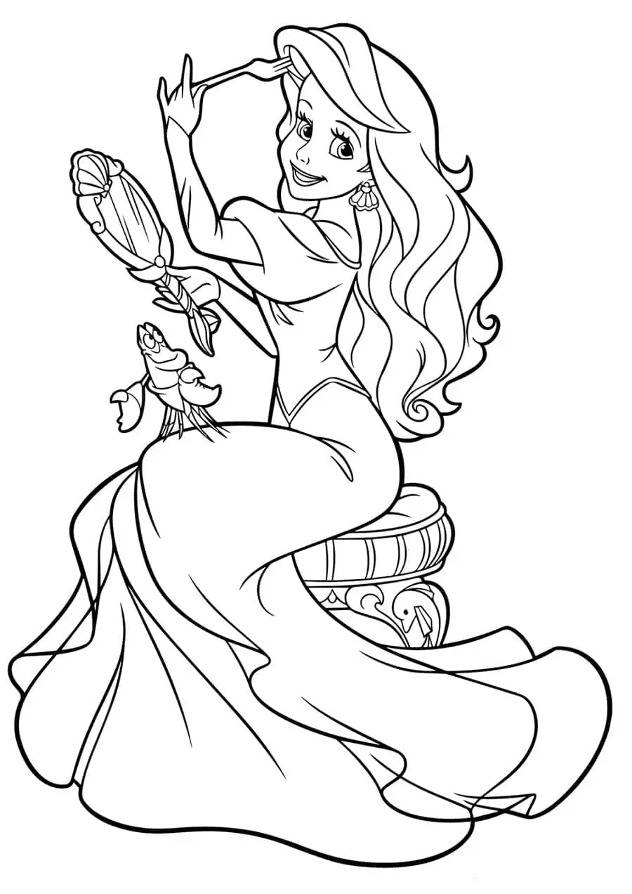 Coloriage ariel la petite sirène 55