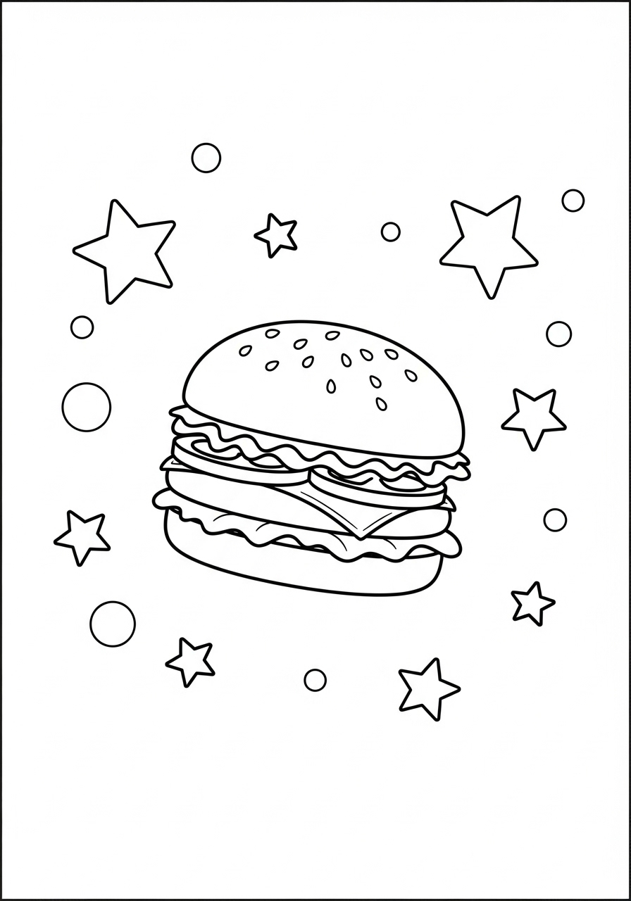 coloriage Hamburger update à imprimer kawaii