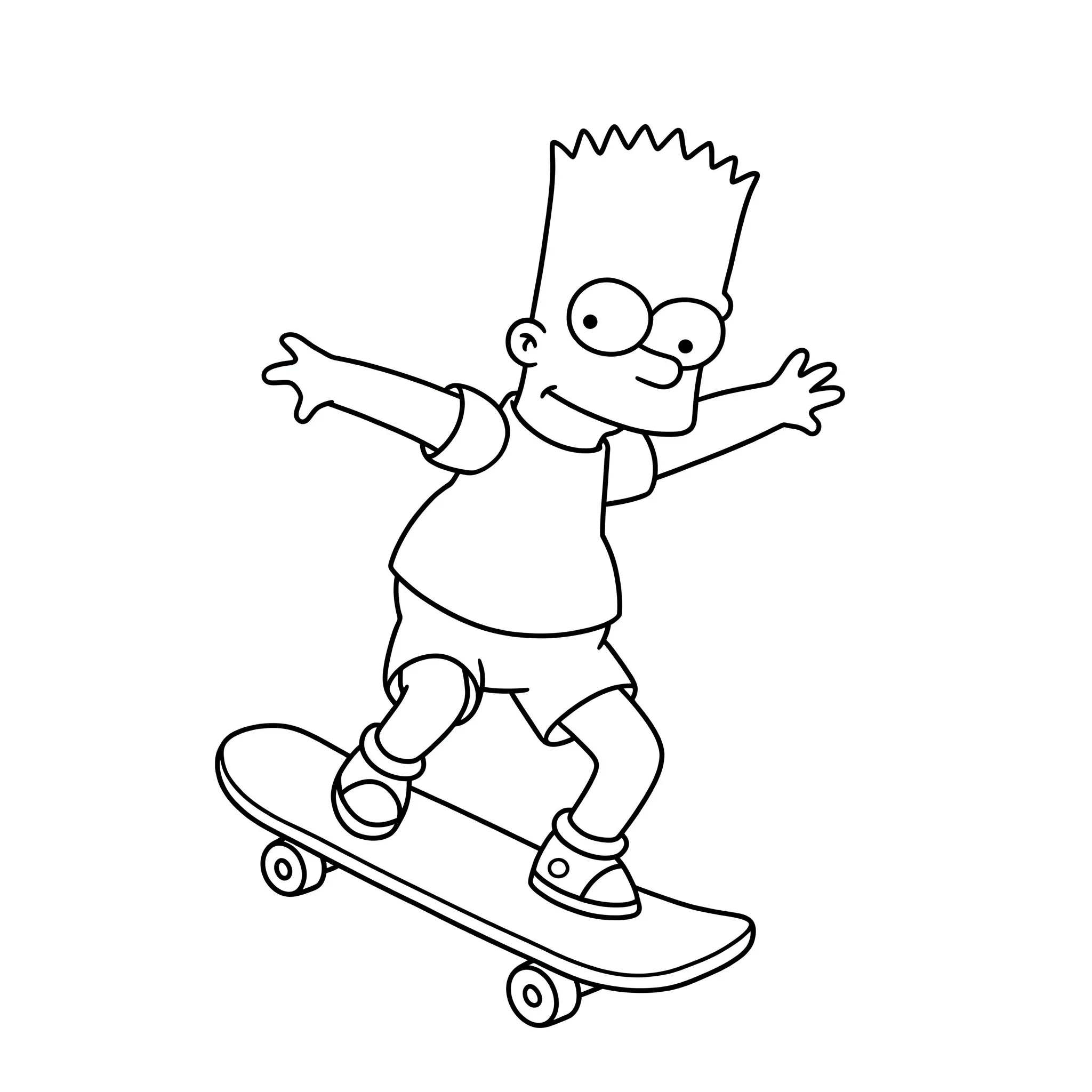 coloriage Bart sur son skateboard à imprimer pour enfant de 6 ans