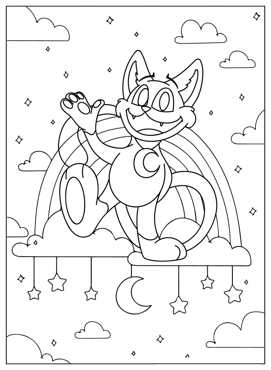 coloriage CatNap à imprimer pour enfant de 3 ans