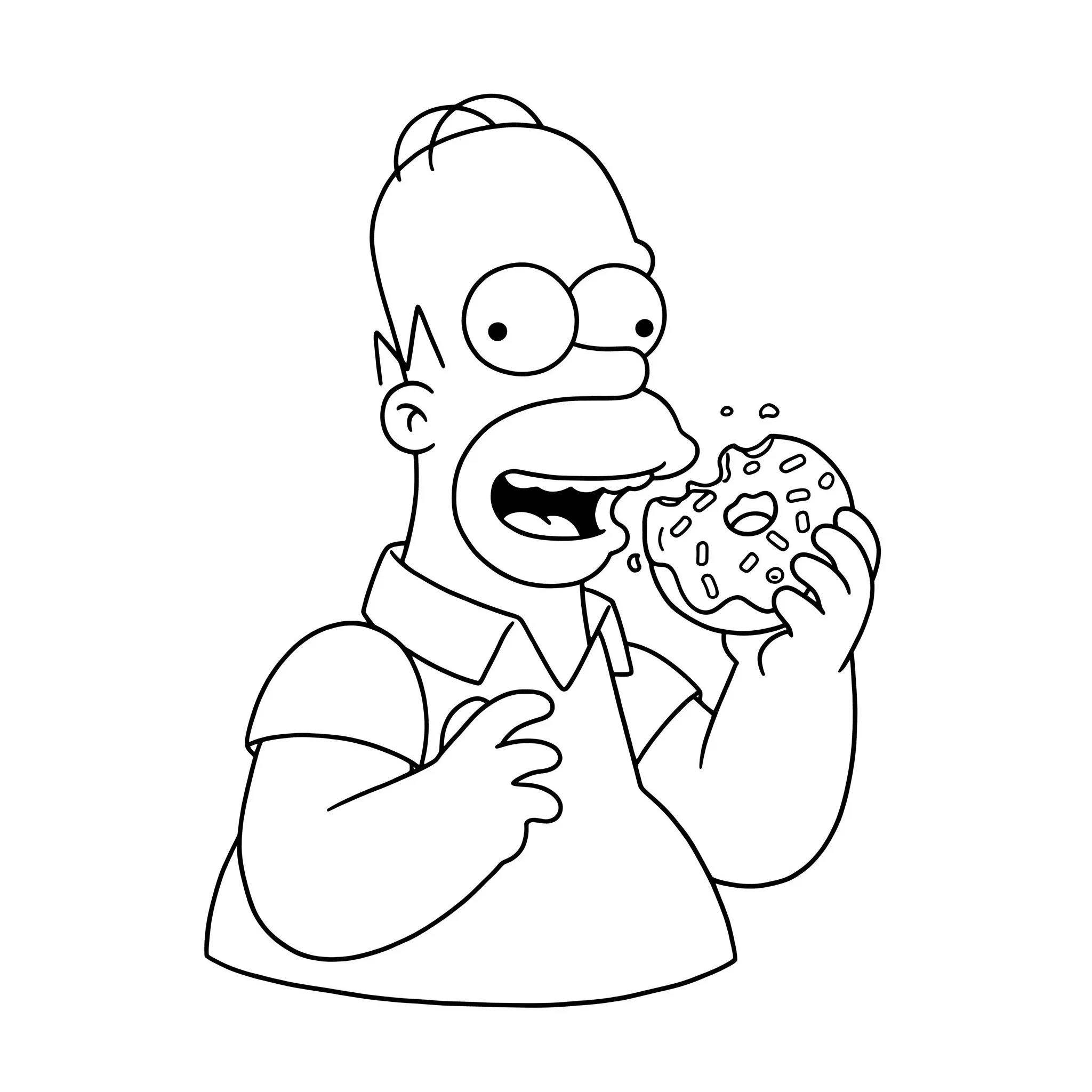coloriage Homer mange un donut d'enfant a imprimer