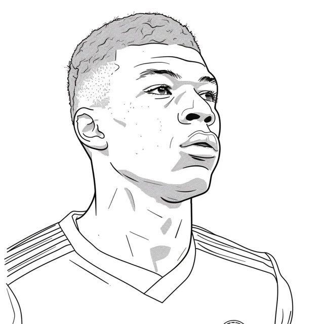 coloriage Mbappe à imprimer pour enfant de 10 ans