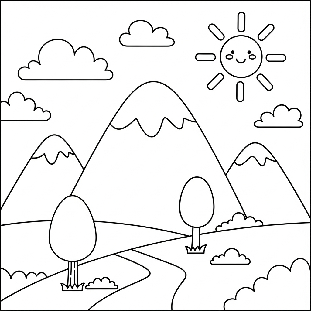 coloriage Montagnes updated pour enfant gratuit