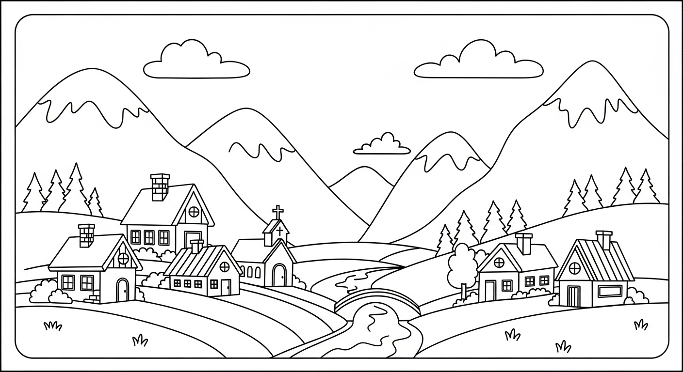 image pour coloriage Montagnes updated enfant