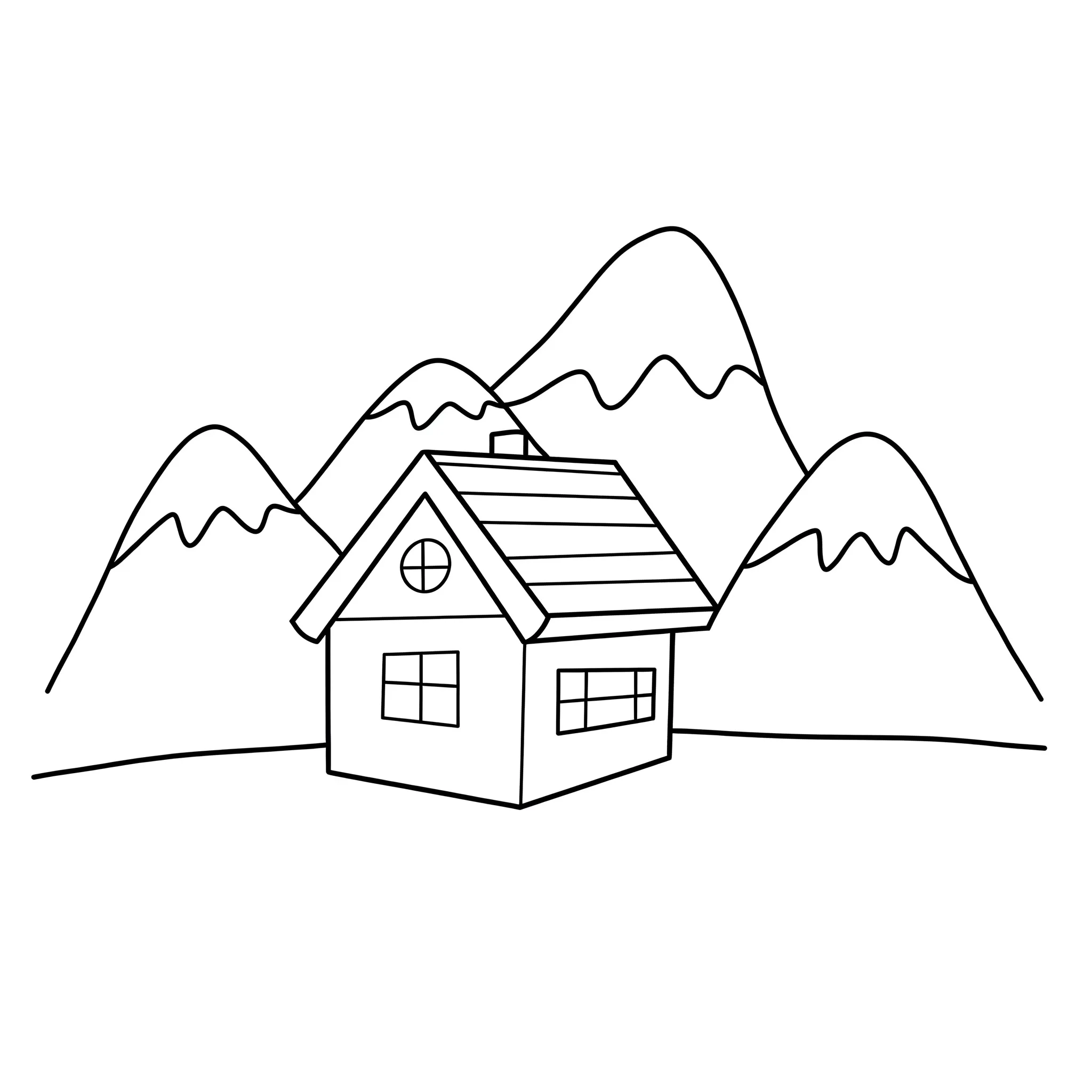 coloriage Petite maison à la montagne à imprimer pdf gratuit
