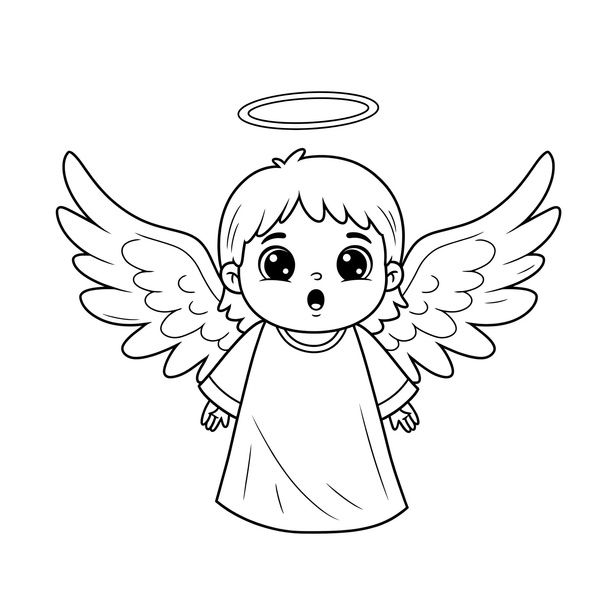 coloriage Angel en train de chanter pour enfants a imprimer gratuit