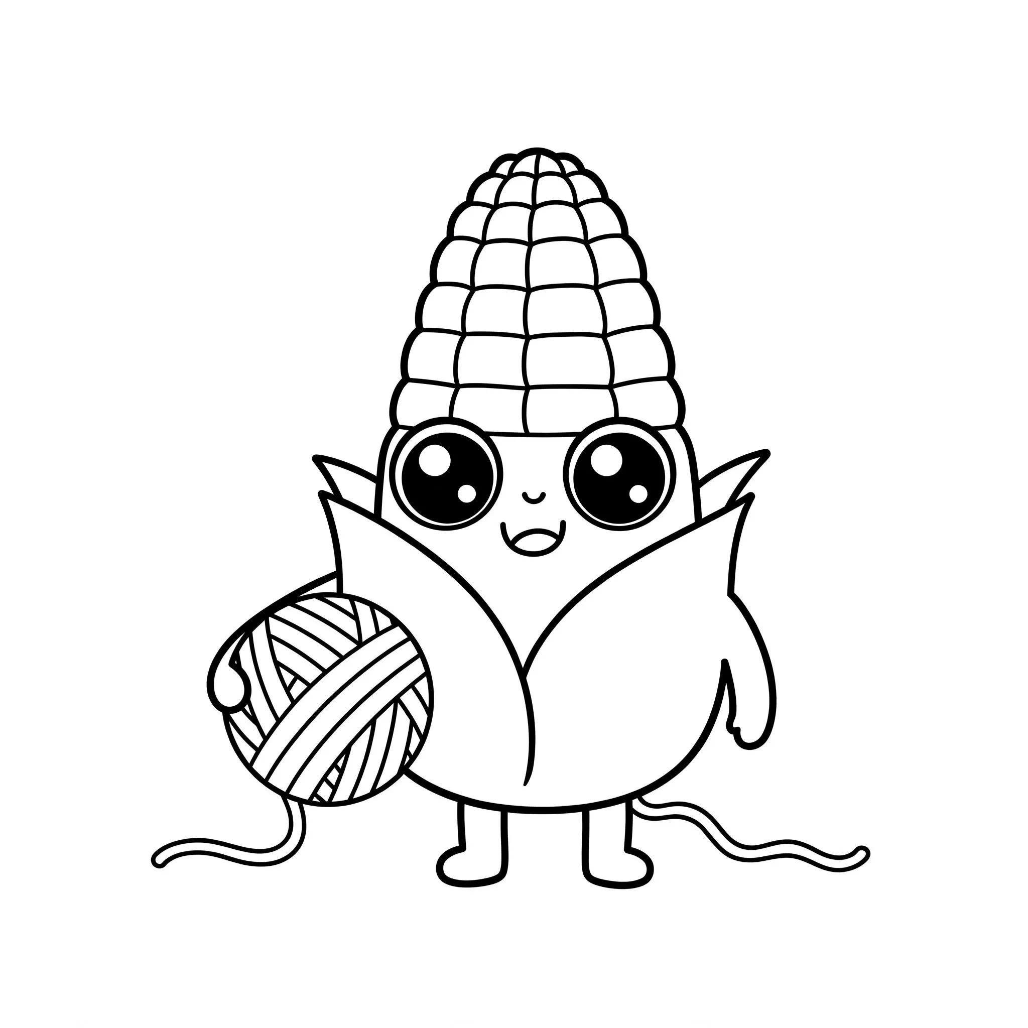 coloriage CraftyCorn avec une pelote de laine a dessiner et imprimer