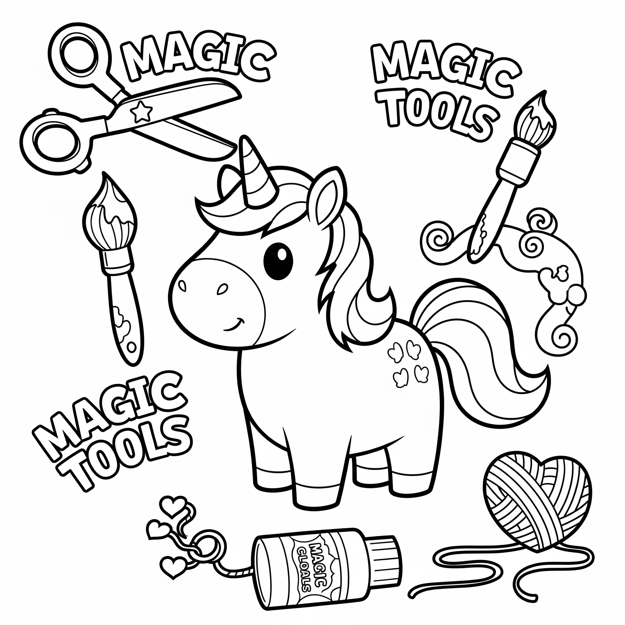 coloriage CraftyCorn et ses Outils Magiques pour enfants a imprimer gratuit