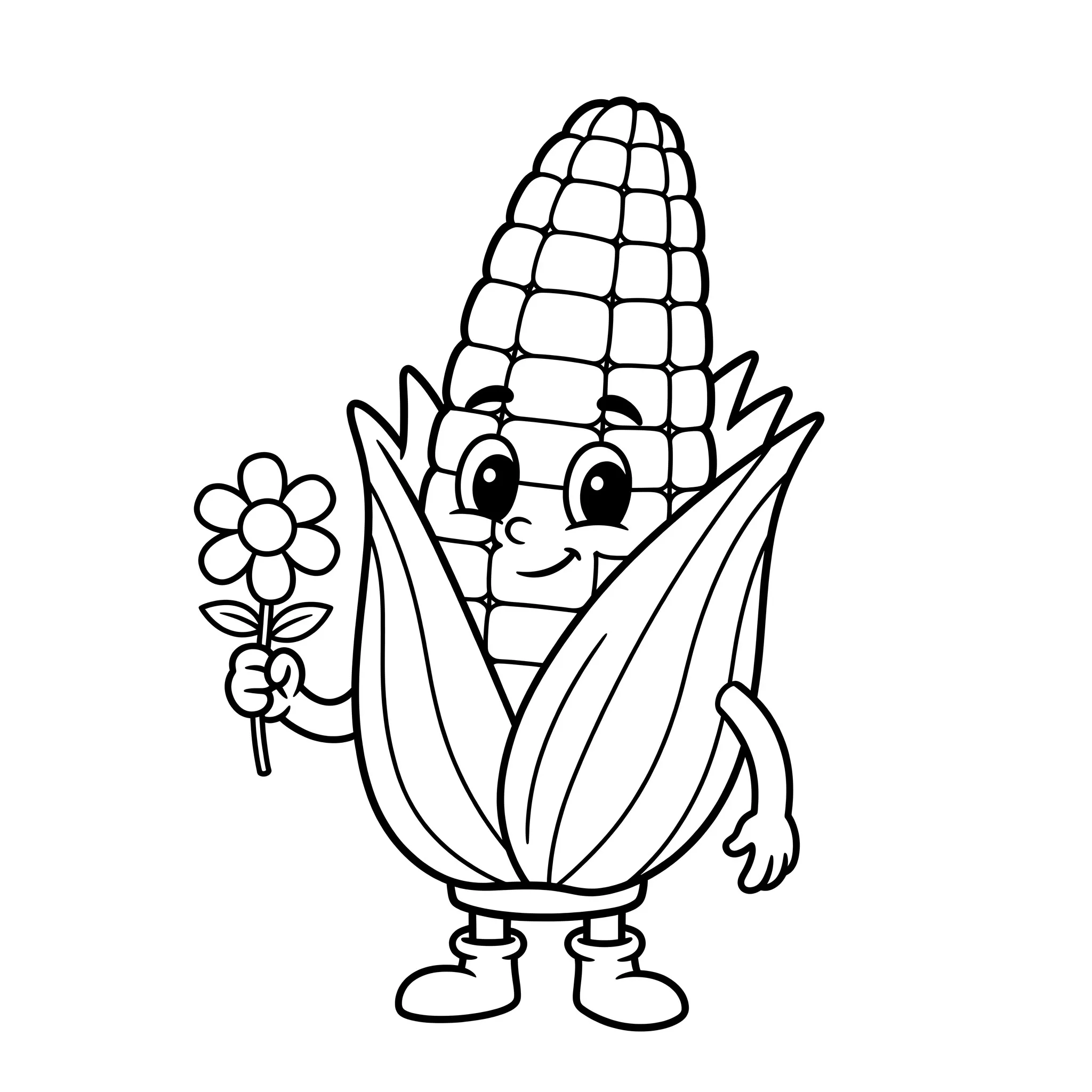 coloriage CraftyCorn et une fleur pour enfant de 3 ans