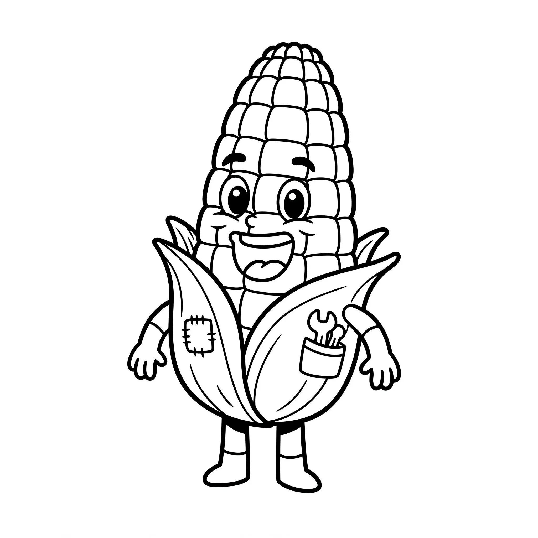 coloriage CraftyCorn qui dit bonjour pour enfant de 4 ans