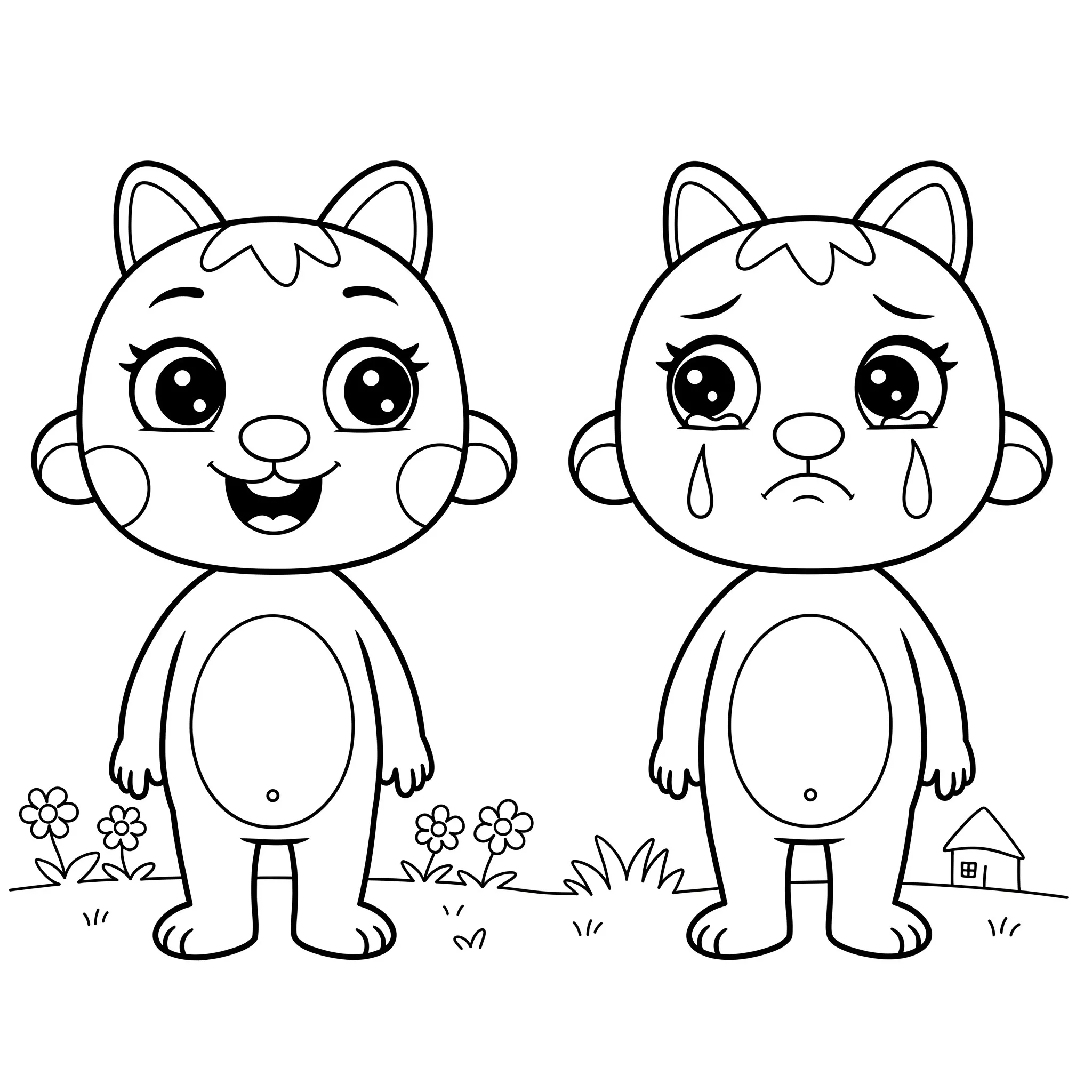 coloriage Gangle triste ou heureux à imprimer kawaii