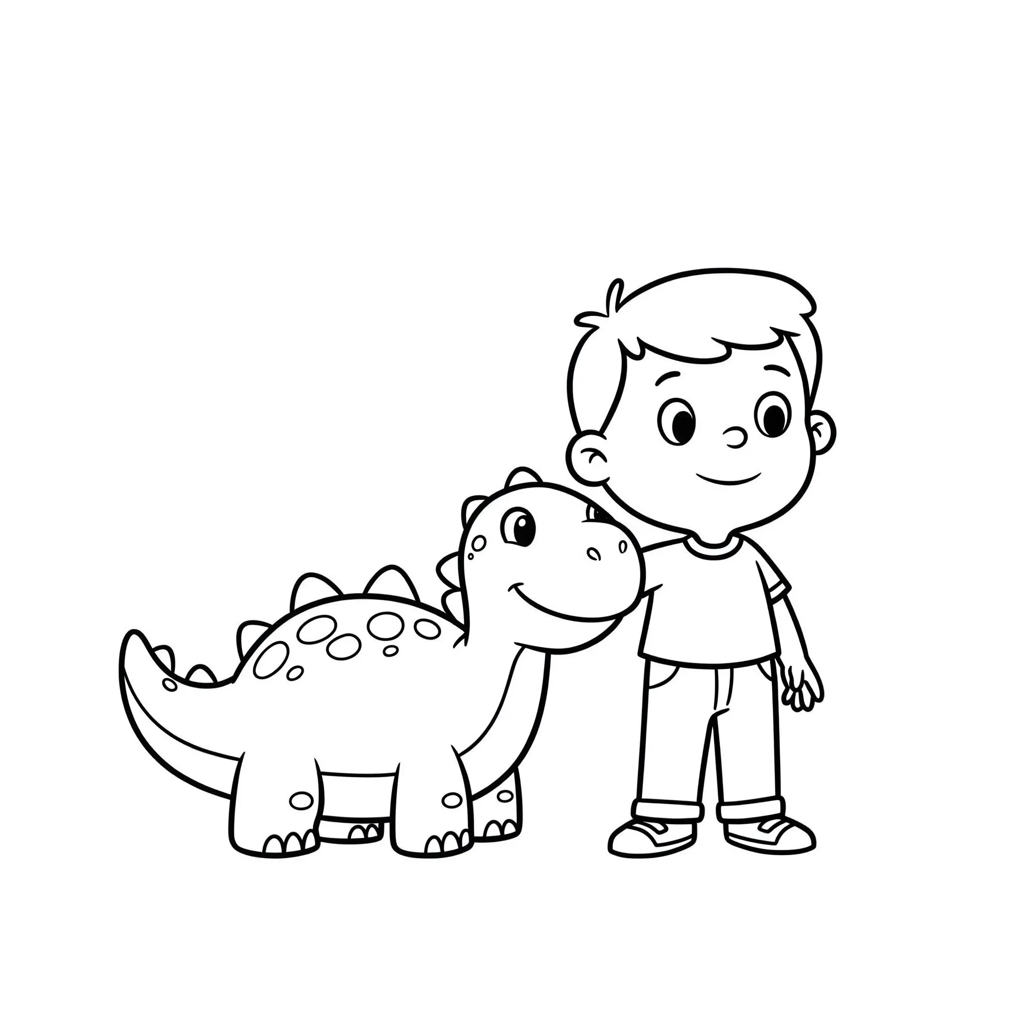 coloriage George et son dinosaure à imprimer pour enfants
