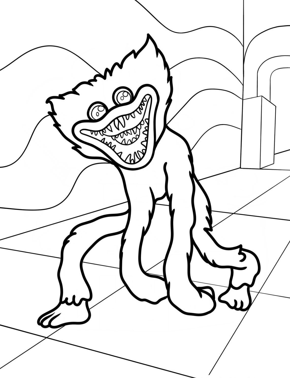 coloriage Huggy Wuggy à imprimer kawaii