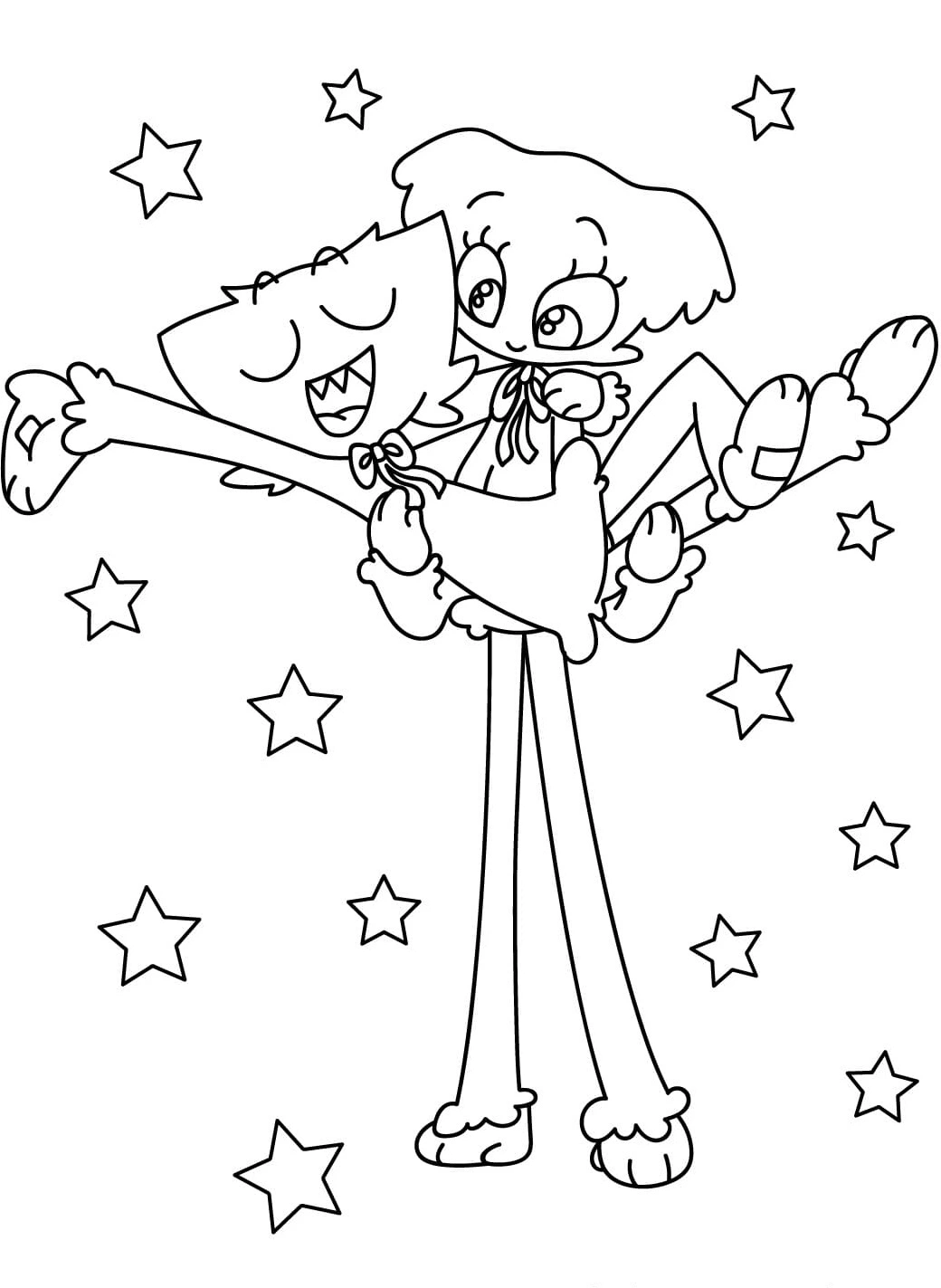 coloriage Huggy Wuggy et decoupage a imprimer gratuit 1