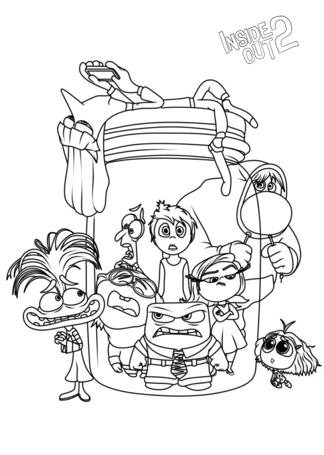 coloriage Inside Out 2 et découpage à imprimer