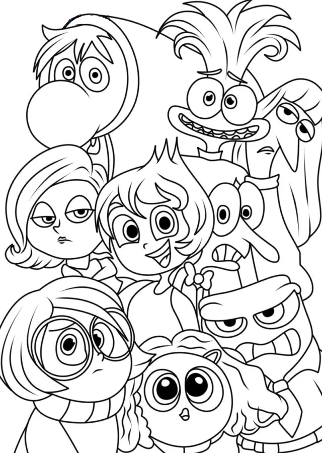 coloriage Inside Out 2 pour enfant de 4 ans 1