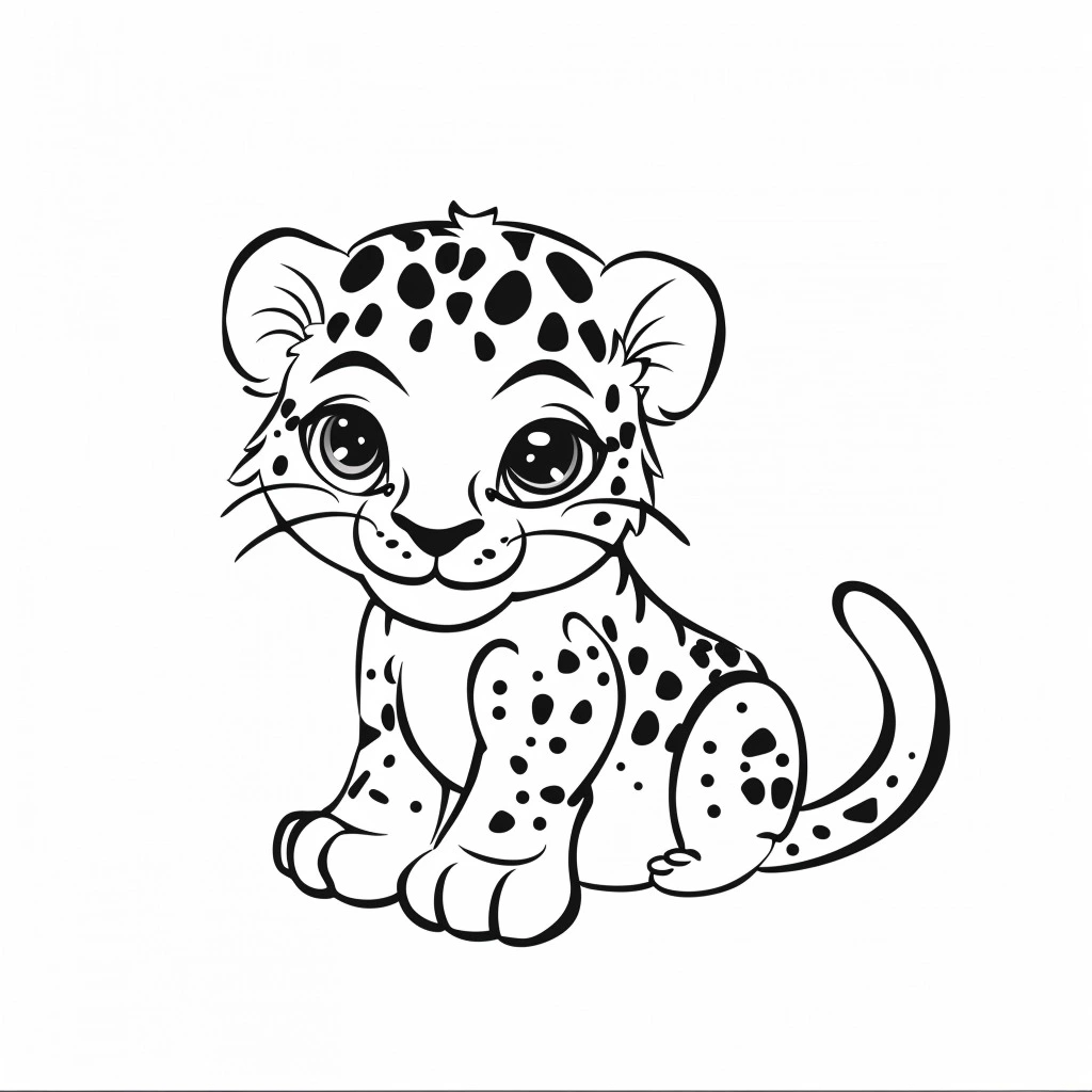 coloriage Leopard à imprimer kawaii