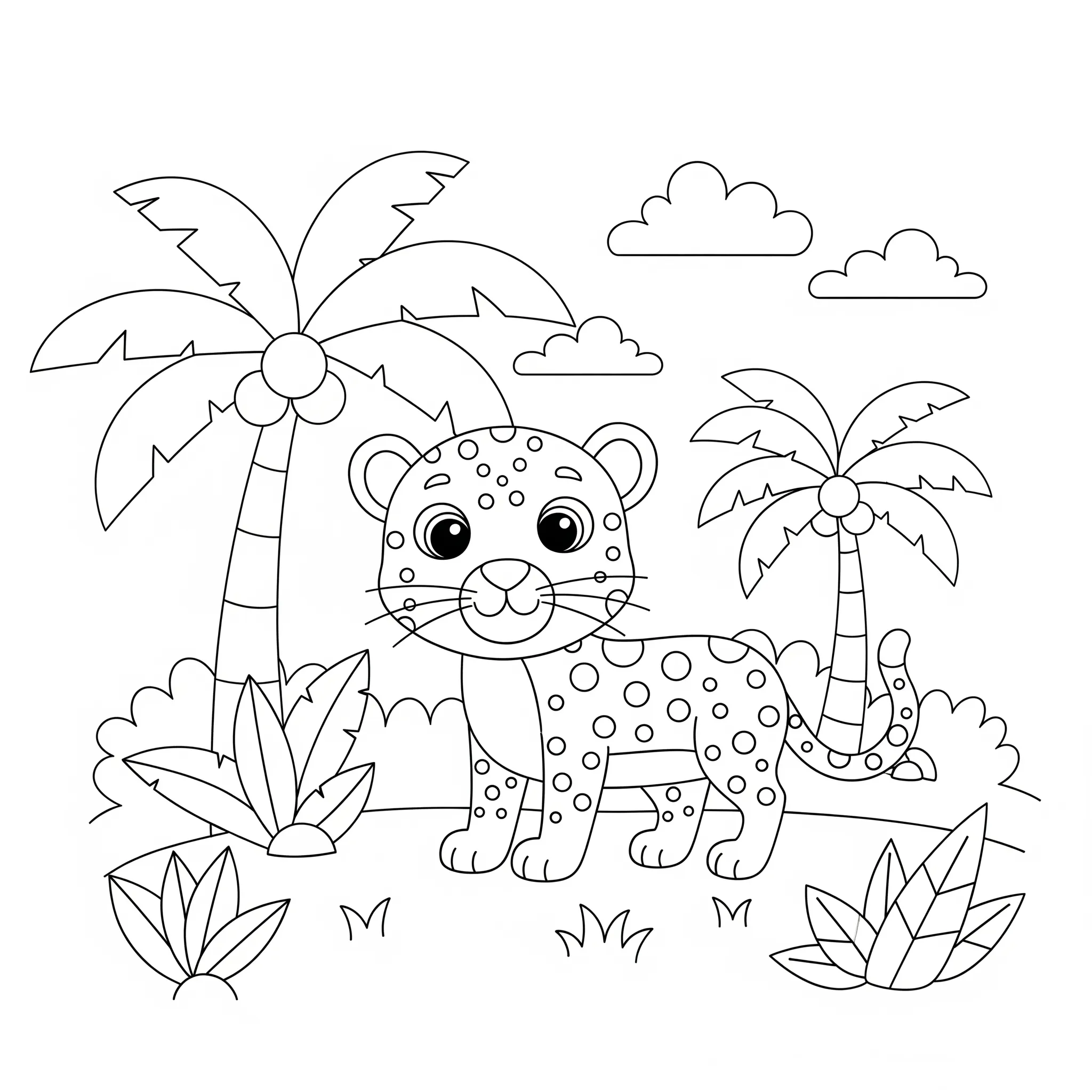 coloriage Léopard et la Jungle et dessins