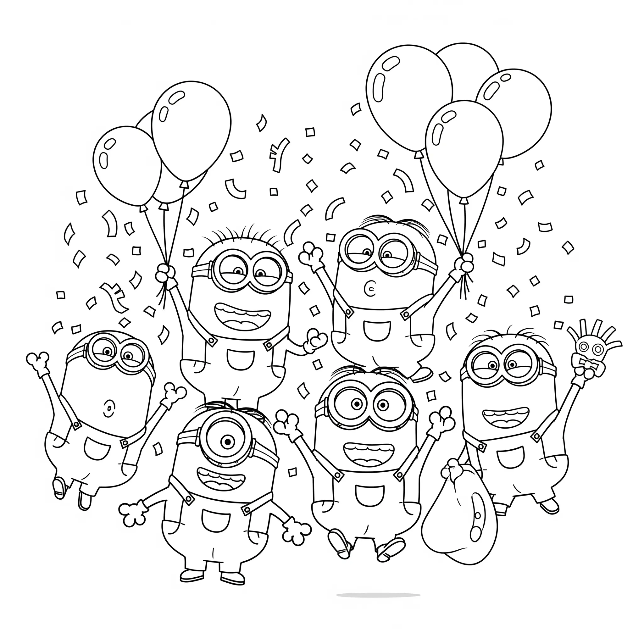 coloriage Les Minions Fêtent pour enfant