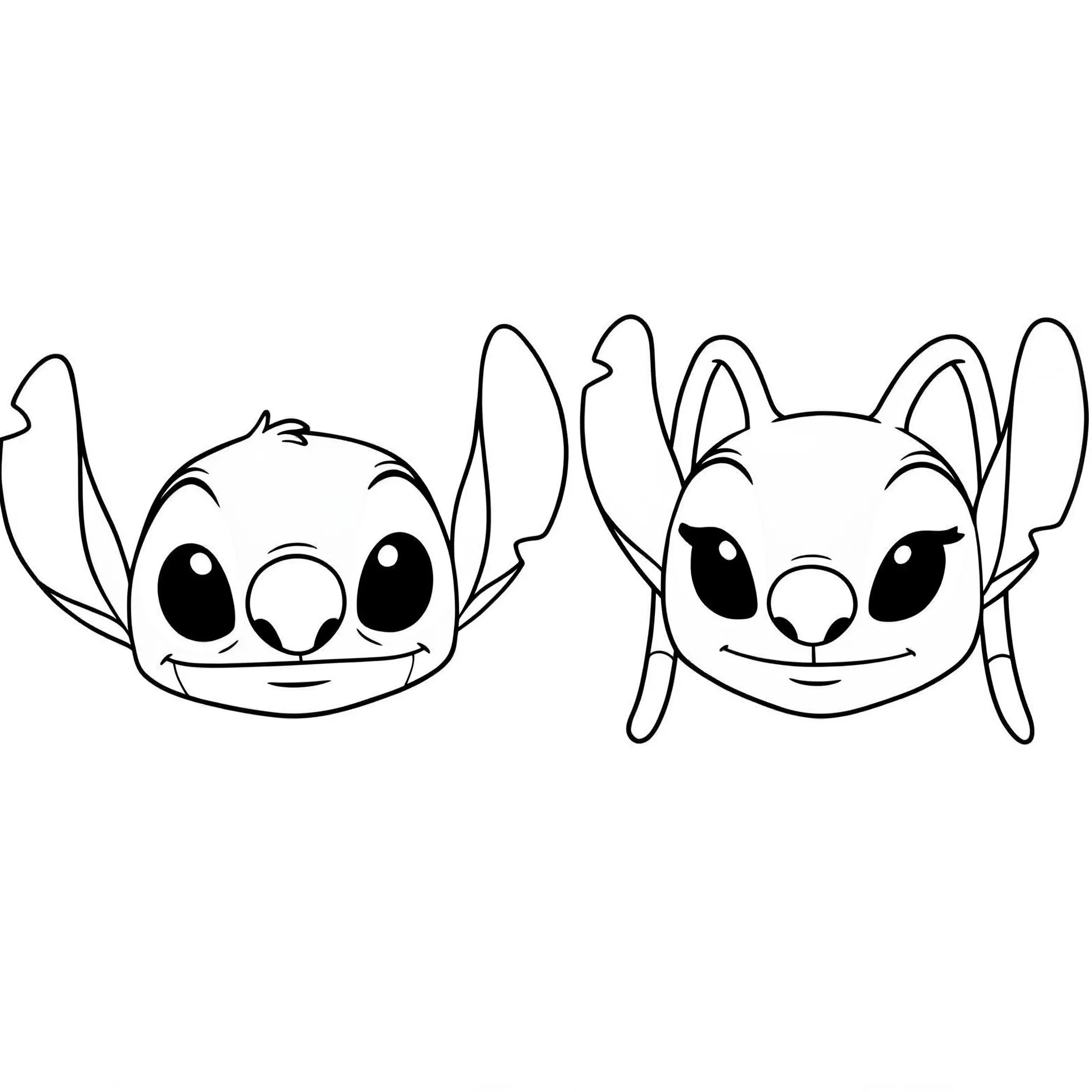 coloriage Les visages de Stitch et Angel côte à côte à imprimer gratuit