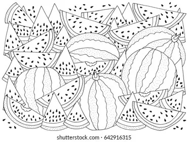 coloriage Pastèque à imprimer pour enfant de 8 ans