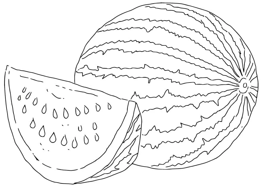 coloriage Pastèque pour enfants à imprimer