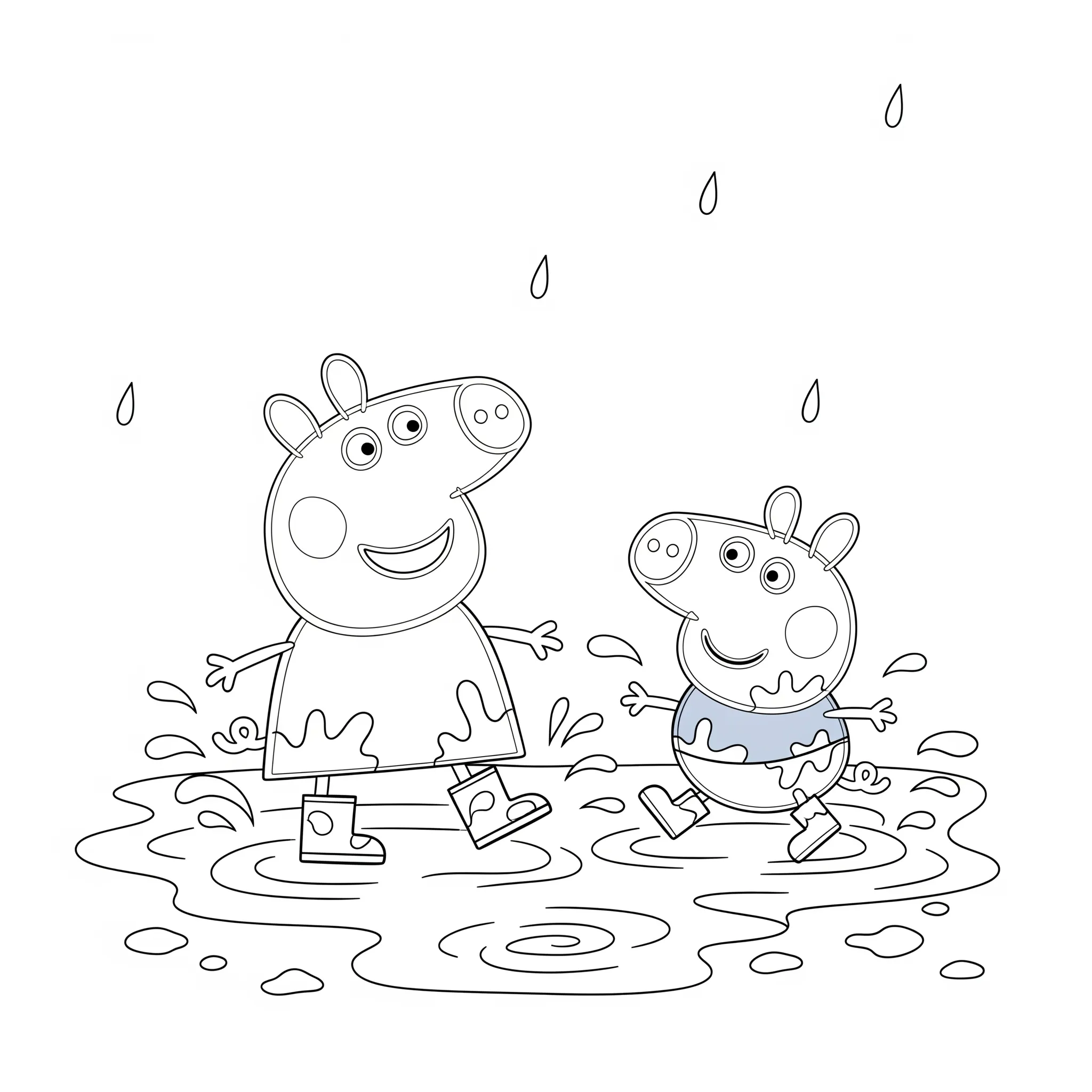 coloriage Peppa et George pour enfant de 3 ans