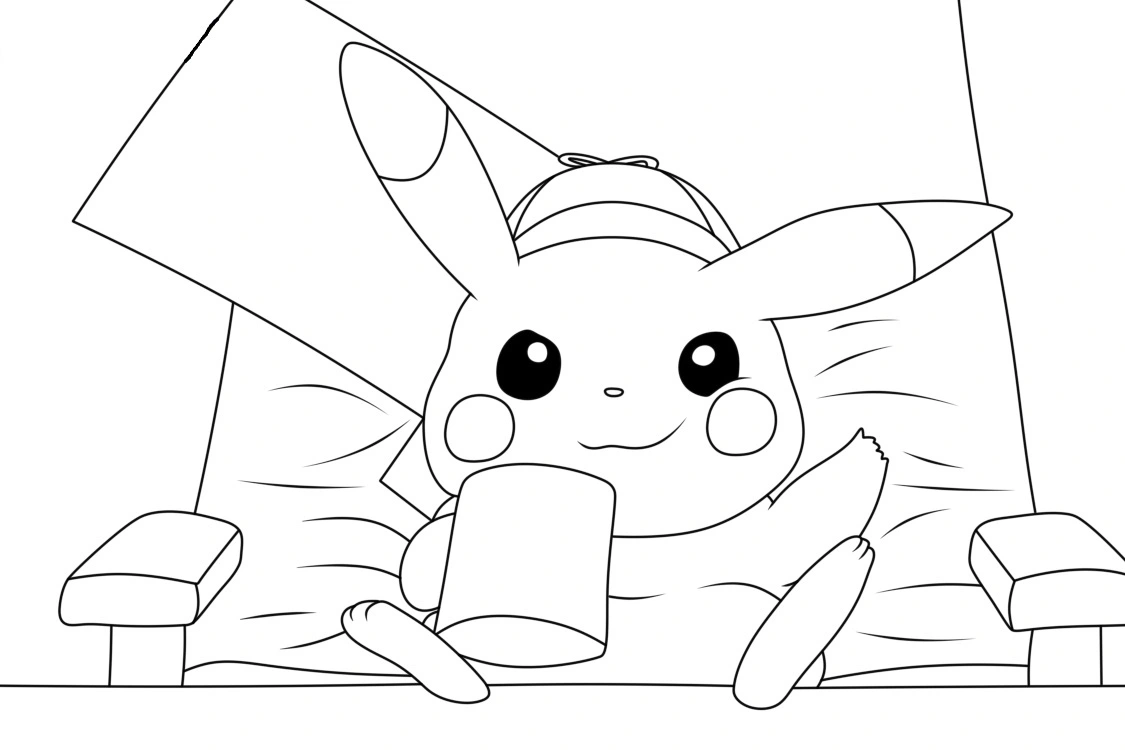 image pour coloriage Pikachu enfant 1