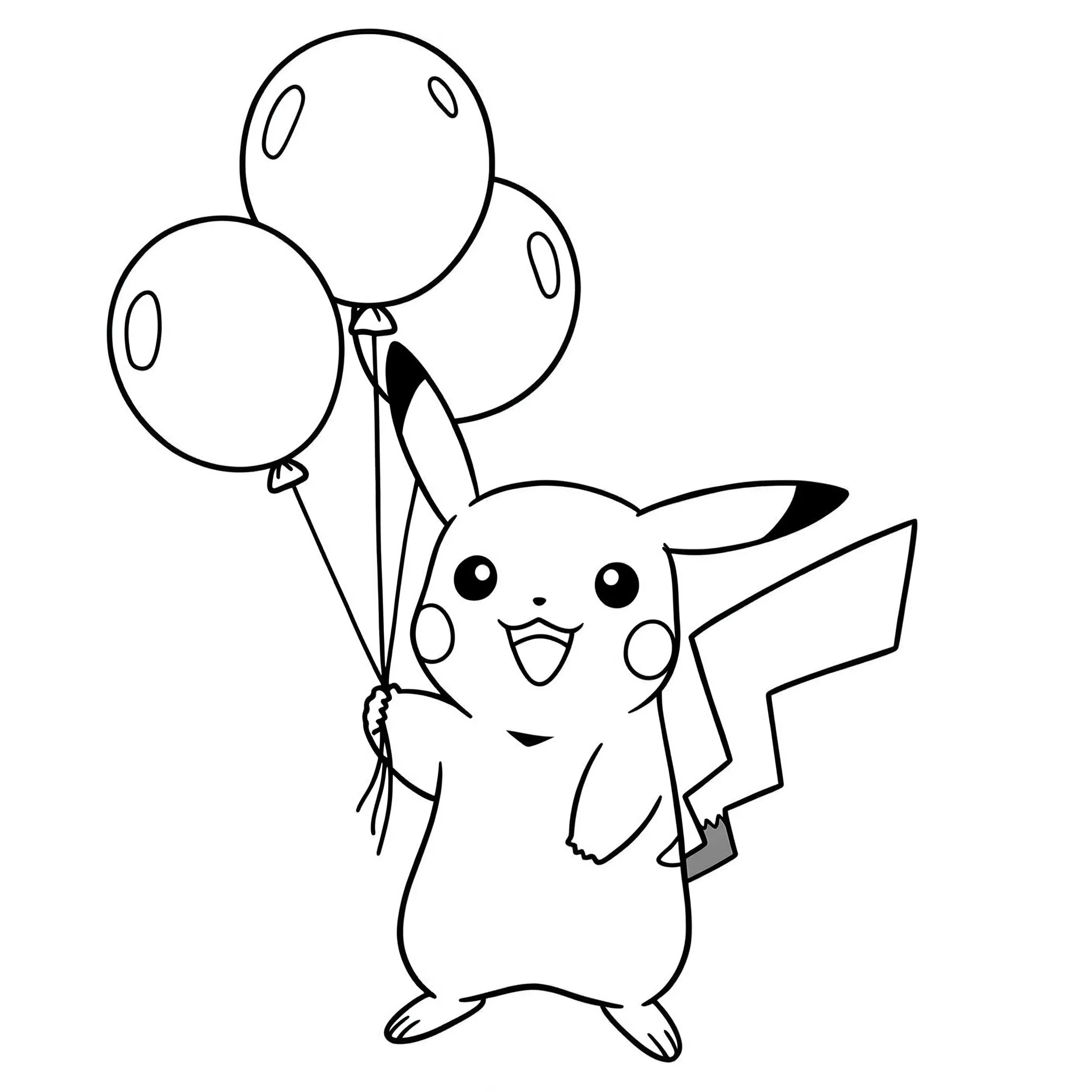 coloriage Pikachu avec des ballons et dessin a imprimer