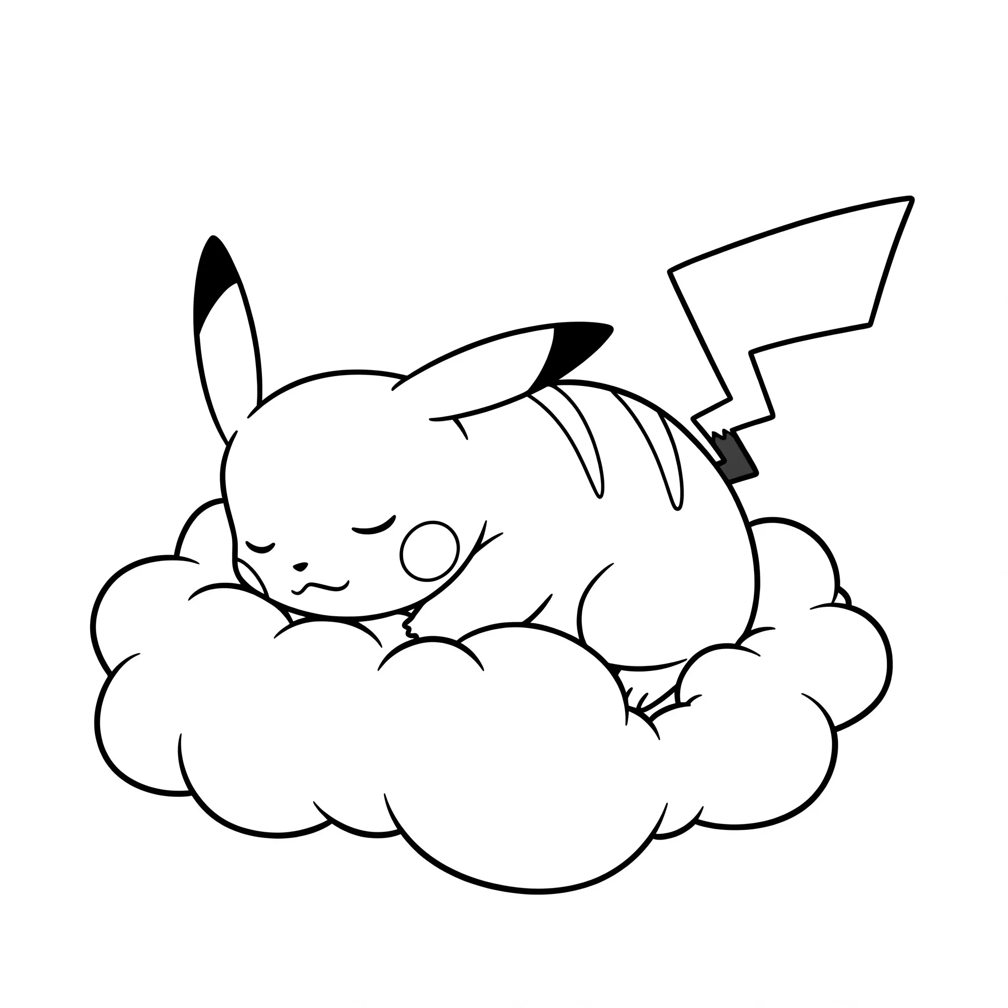 coloriage Pikachu dormant sur un nuage pour enfant de 2 ans
