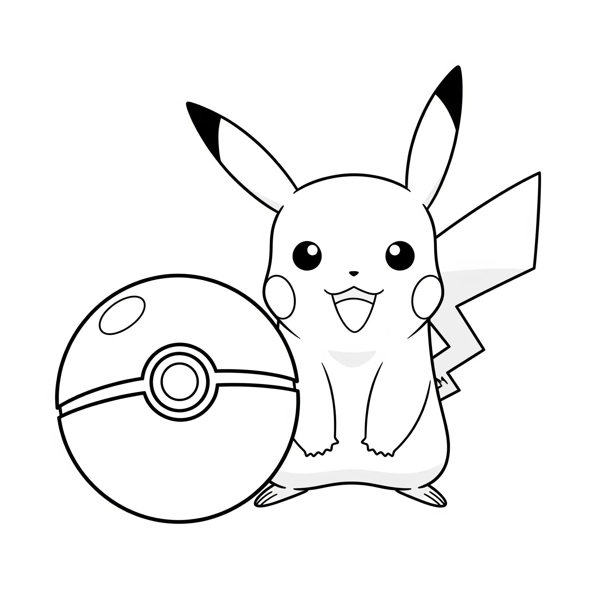 coloriage Pikachu et une Poké Ball à imprimer pdf gratuit