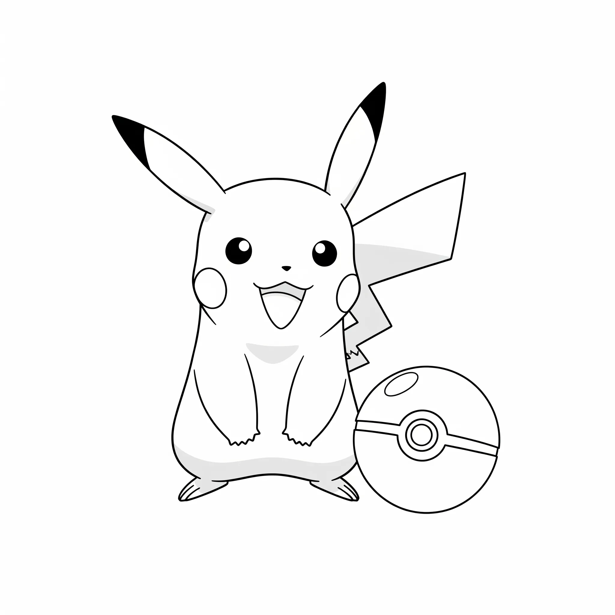 coloriage Pikachu et une Poké Ball en ligne