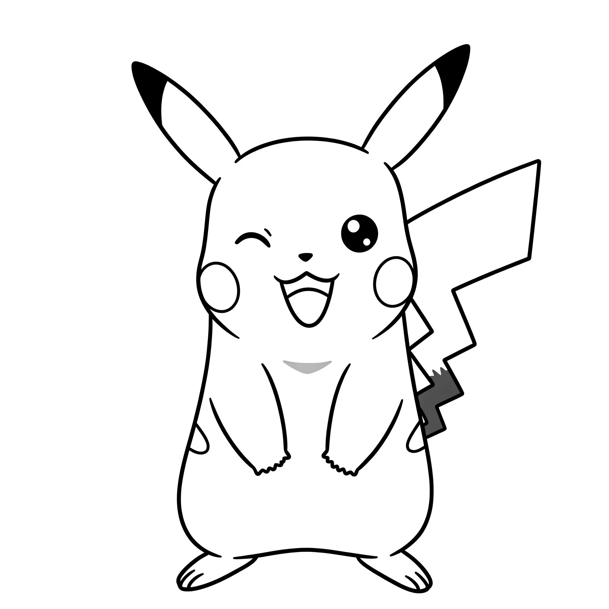coloriage Pikachu qui fait un clin d’œil à imprimer pour enfant de 6 ans