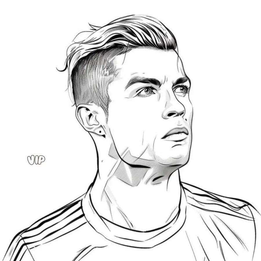 coloriage Ronaldo à imprimer pour enfant de 8 ans