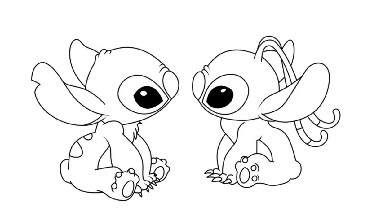 coloriage Stitch et Angel pour enfant de à imprimer