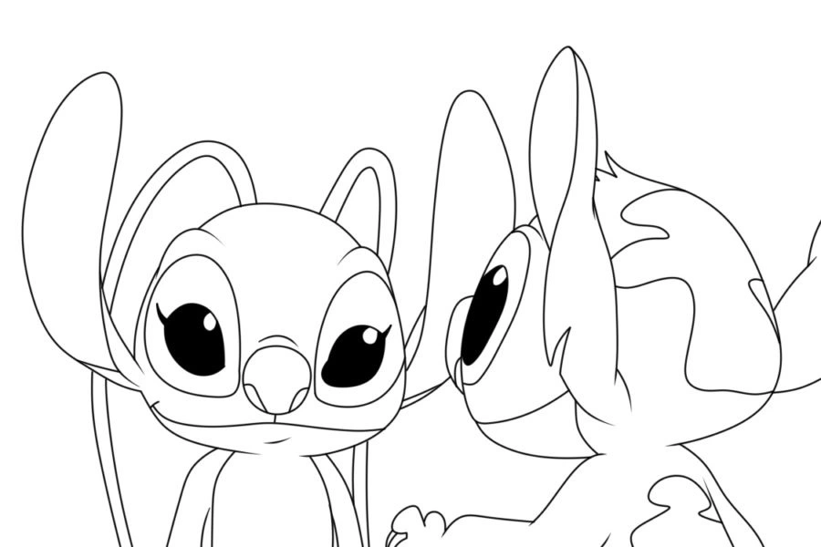 coloriage Stitch et Angel pour enfants à imprimer