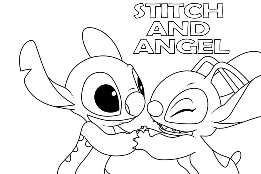 coloriage Stitch et Angel et dessins